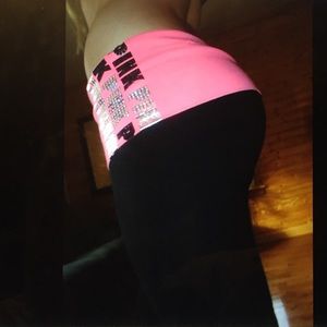 Vs pink bling cropped yoga pants M